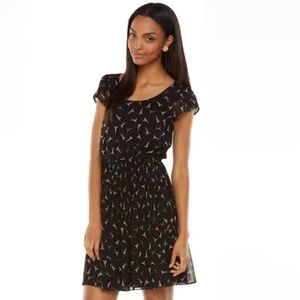 ELLE Eiffel Tower Pleated Chiffon Dress Size M